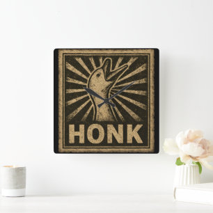 Honk Goose Funny Duck Chicken Meme Square Wall Clock