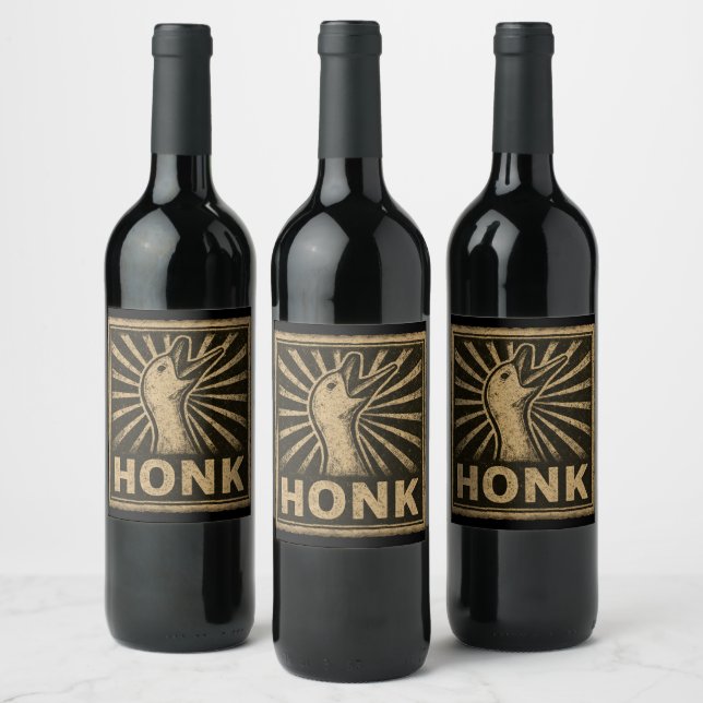 Honk Goose Funny Duck Chicken Meme Wine Label (Bottles)