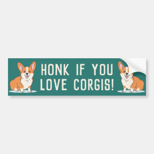 Honk If You Love Corgis Cute Green Bumper Sticker