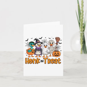 Honk Or Treat Funny Goose Halloween Costume Spooky Card