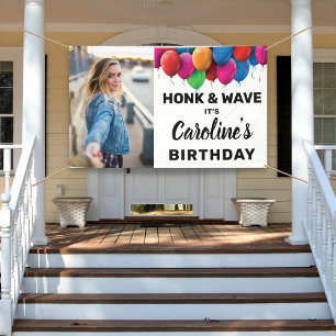 Honk & Wave Birthday Balloon Custom Photo Text Banner
