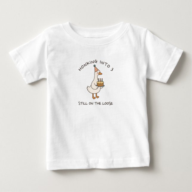Honking Into Birthday Goose Funny Custom Age Baby T-Shirt (Front)