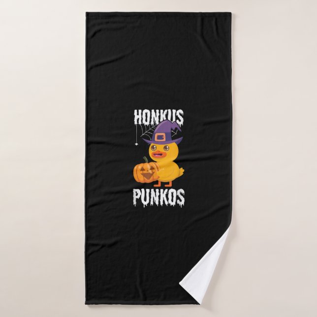 Honkus Ponkus Funny Duck Halloween Witch Design Bath Towel (Bath Towel)