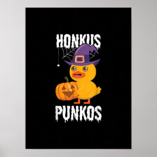 Honkus Ponkus Funny Duck Halloween Witch Design Poster