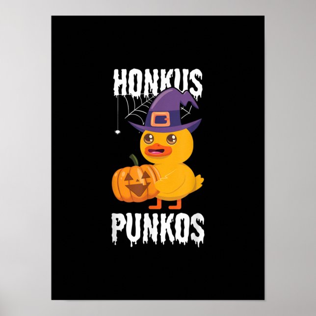 Honkus Ponkus Funny Duck Halloween Witch Design Poster (Front)