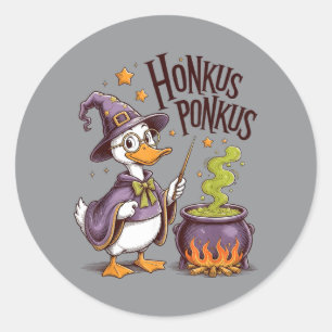 Honkus Ponkus Funny Halloween Witch Goose Vintage Classic Round Sticker