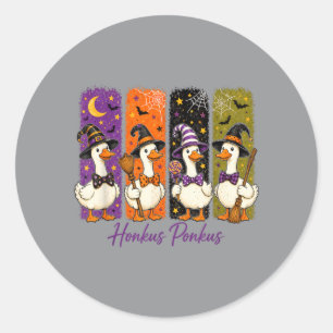 Honkus Ponkus Funny Halloween Witch Goose Vintage Classic Round Sticker