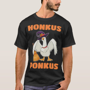 Honkus Ponkus Halloween Witch Duck Cute Goose blac T-Shirt