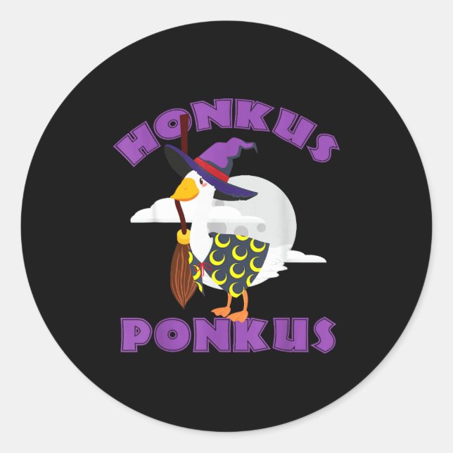 Honkus ponkus witch hat duck lover  classic round sticker (Front)
