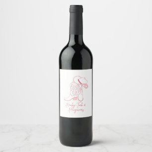 Honky Tonk and Hangovers Design Cowboy Boots Wine Label