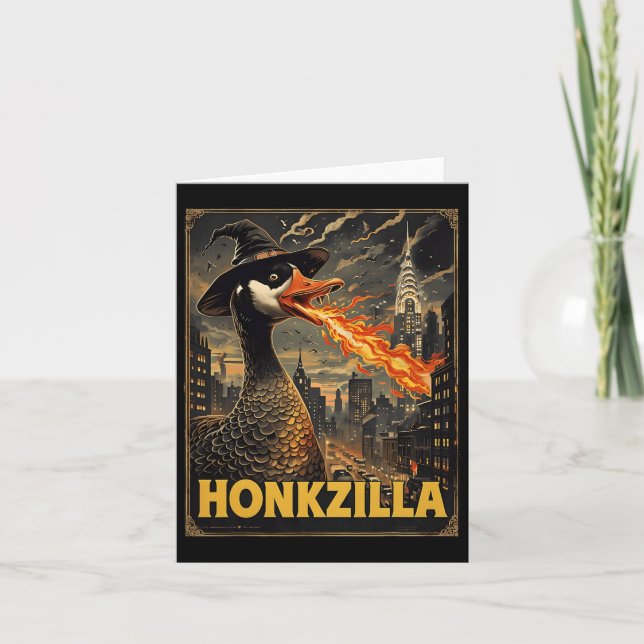 Honkzilla Goose Halloween Silly Goose Horror Spook Card (Front)
