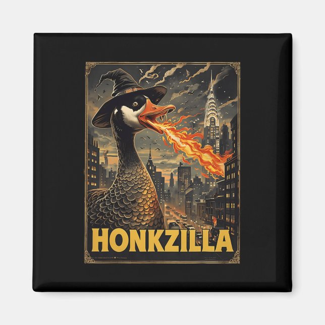 Honkzilla Goose Halloween Silly Goose Horror Spook Magnet (Front)