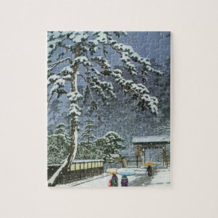 Honmonji Temple in Snow - Kawase Hasui 川瀬 巴 Jigsaw Puzzle