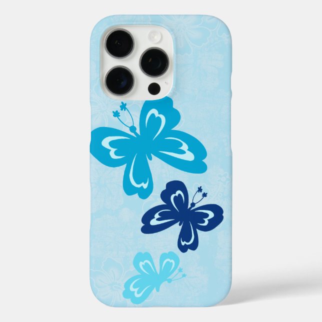 Honolua Butterfly and Hawaiian Hibiscus Turquoise Case-Mate iPhone Case (Back)