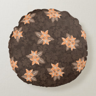 Honolua Plumeria Hawaiian Tropical Print Round Cushion
