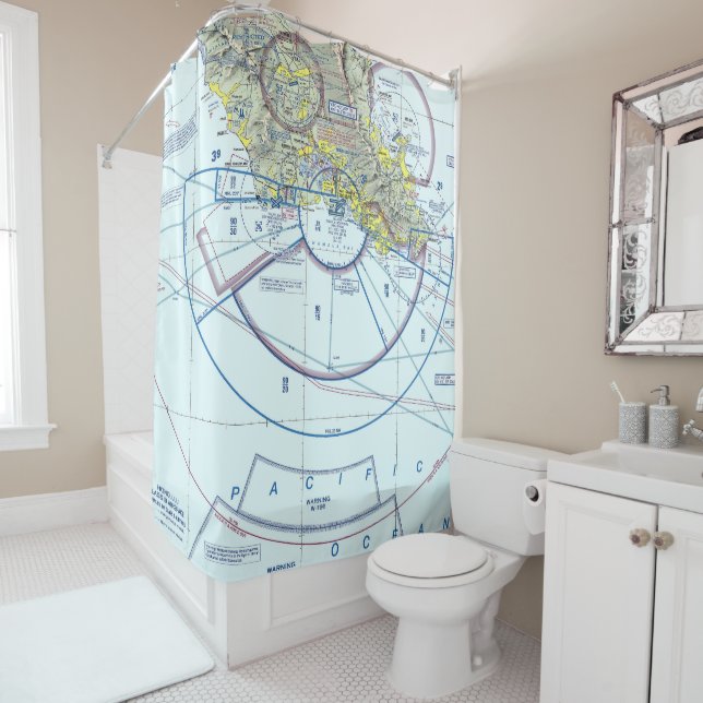 Honolulu Airport Sectional Chart Shower Curtain (In Situ)