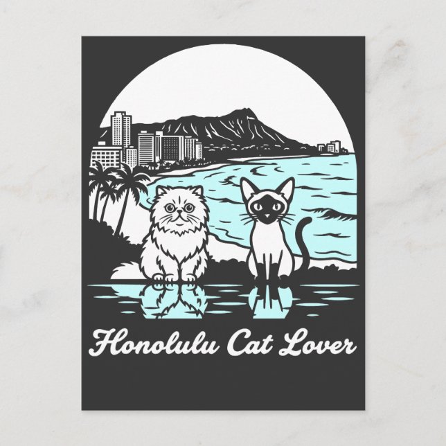 Honolulu City Hawaii Cat Lover Postcard (Front)