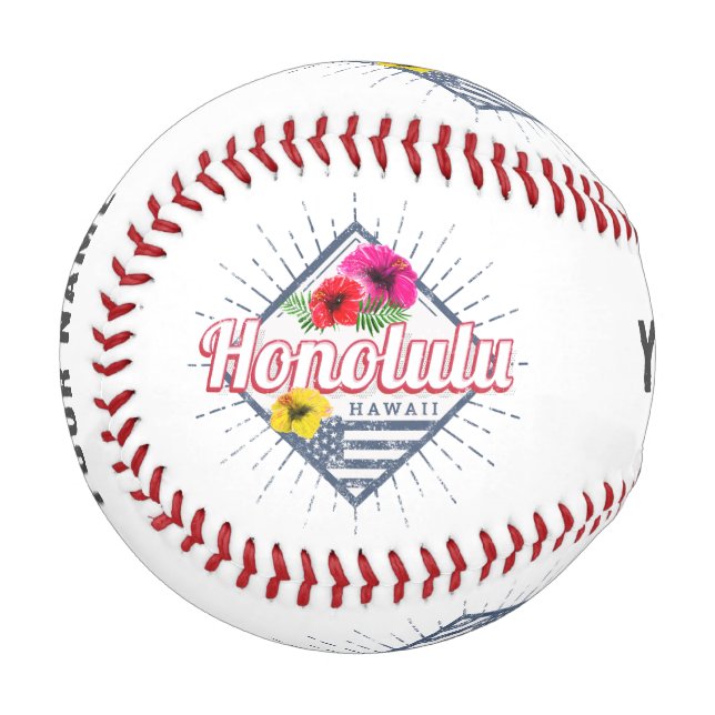 Honolulu City Hawaii United States Vintage USA Baseball (Front Left)