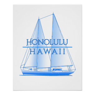 Honolulu Coastal Nautical Sailing Sailor Poster