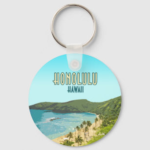 Honolulu Hanauma Bay Beach Hawaii Vintage Key Ring