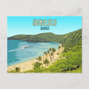 Honolulu Hanauma Bay Beach Hawaii Vintage Postcard