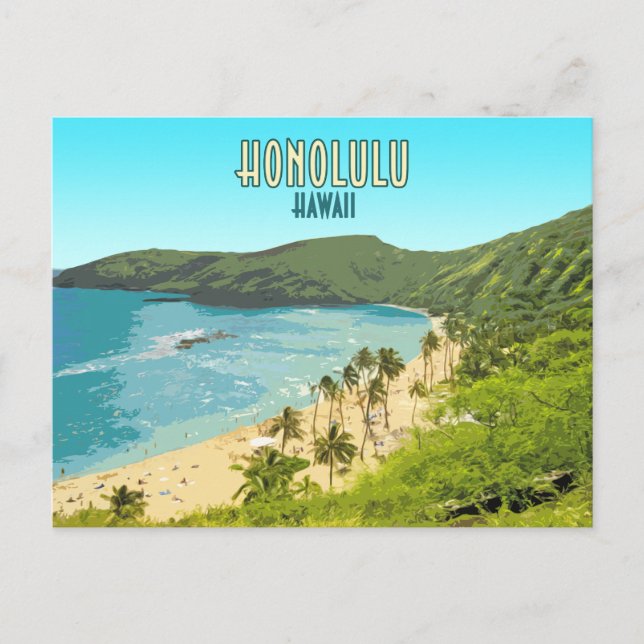 Honolulu Hanauma Bay Beach Hawaii Vintage Postcard (Front)