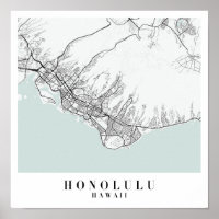 Honolulu Hawaii Blue Water Street Map