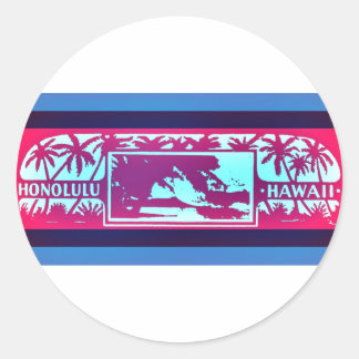 HONOLULU HAWAII CLASSIC ROUND STICKER