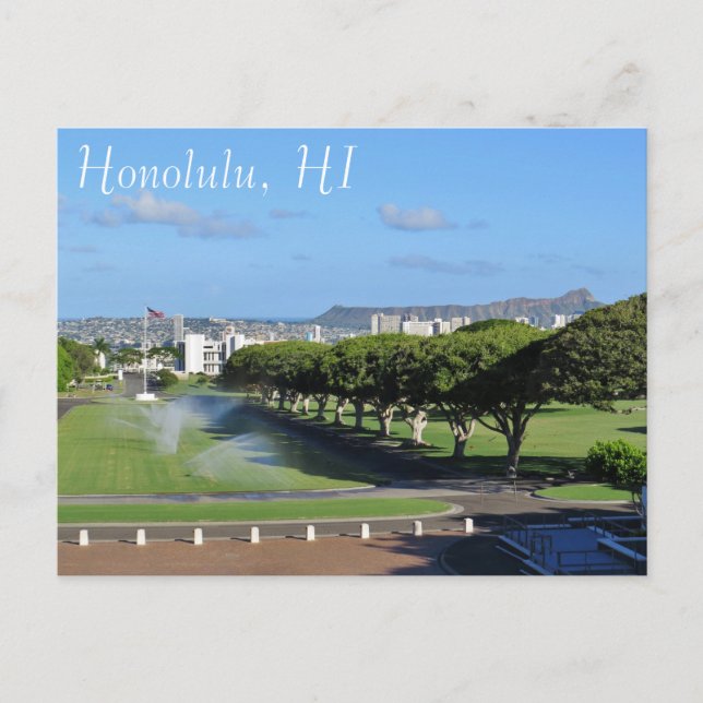 Honolulu Hawaii Diamond Head Punchbowl Crater Postcard (Front)