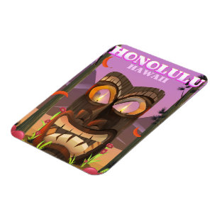 Honolulu Hawaii face mask travel poster Magnet