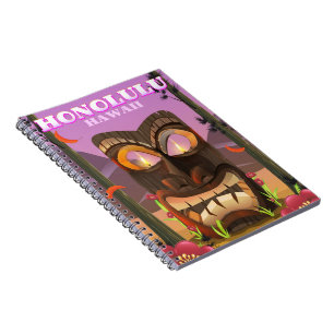 Honolulu Hawaii face mask travel poster Spiral Notebook