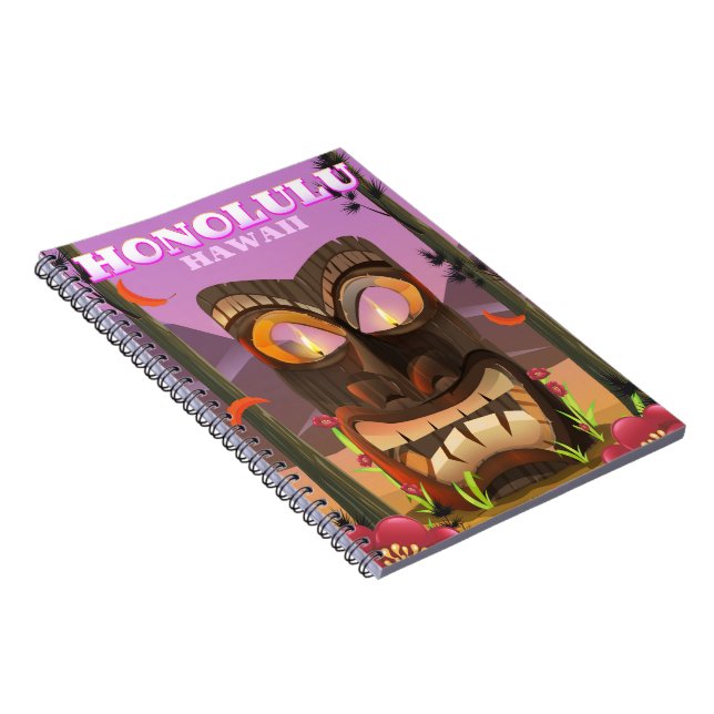 Honolulu Hawaii face mask travel poster Spiral Notebook (Right Side)