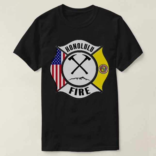 Honolulu Hawaii Fire Department Firefighters Rescu T-Shirt (Design Front)