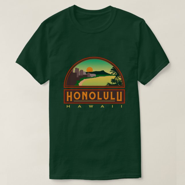 Honolulu Hawaii Green T-Shirt (Design Front)