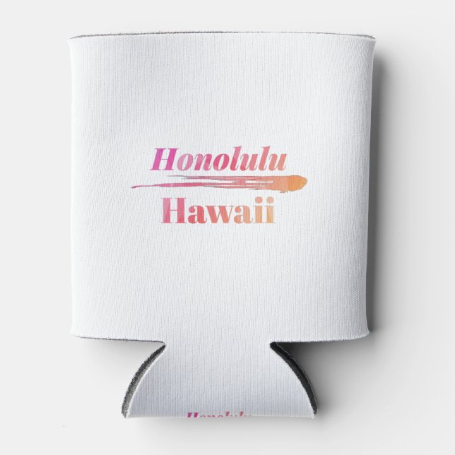 Honolulu Hawaii Low Poly Can Cooler (Front)
