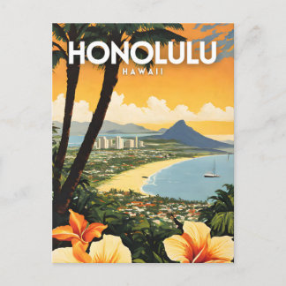 Honolulu Hawaii Nostalgic Travel Postcard