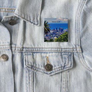Honolulu, Hawaii picturesque cityscape 15 Cm Square Badge