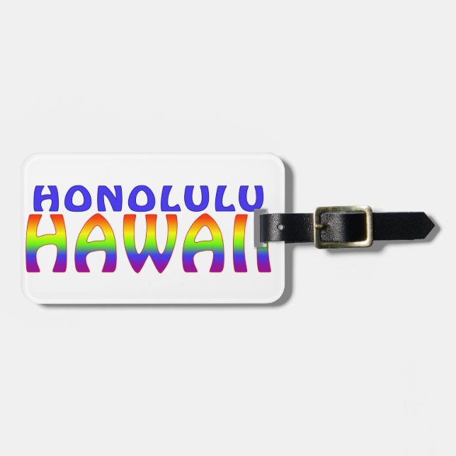 Honolulu Hawaii rainbow words Luggage Tag (Front Horizontal)