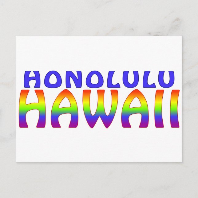 Honolulu Hawaii rainbow words postcard (Front)