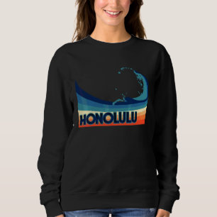 Honolulu Hawaii Retro Surf  Sailing & Fishing Vaca Sweatshirt