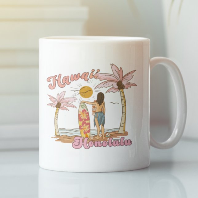 Honolulu Hawaii Retro Surf Tropical Beach Coffee Mug (Honolulu Hawaii Retro Surf Tropical Beach Coffee Mug)