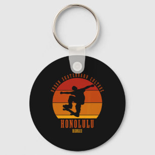 Honolulu Hawaii Skateboarder Urn Skateboarding 2 Key Ring