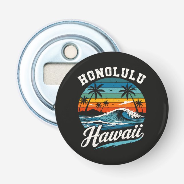 Honolulu Hawaii Surf Sunset Bottle Opener (Front)