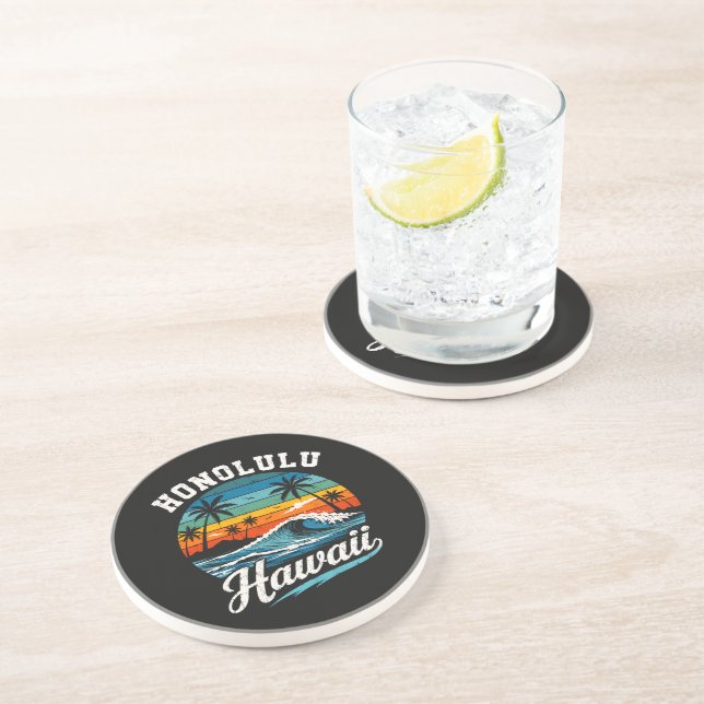 Honolulu Hawaii Surf Sunset Coaster (Side)
