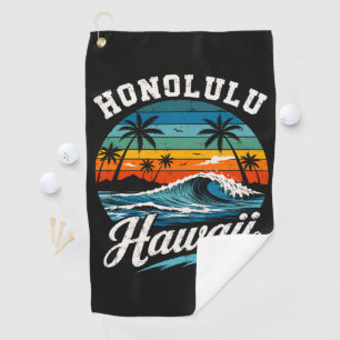 Honolulu Hawaii Surf Sunset Golf Towel