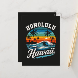 Honolulu Hawaii Surf Sunset Holiday Postcard