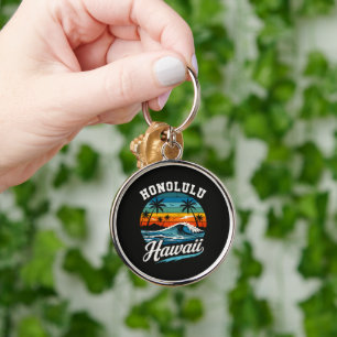 Honolulu Hawaii Surf Sunset Key Ring