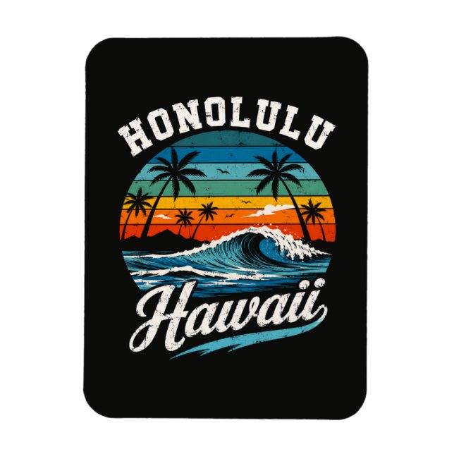 Honolulu Hawaii Surf Sunset Magnet (Vertical)
