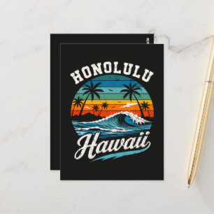 Honolulu Hawaii Surf Sunset Postcard