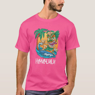 Honolulu Hawaii Surfing Tiki Beach Vacation Men Bo T-Shirt